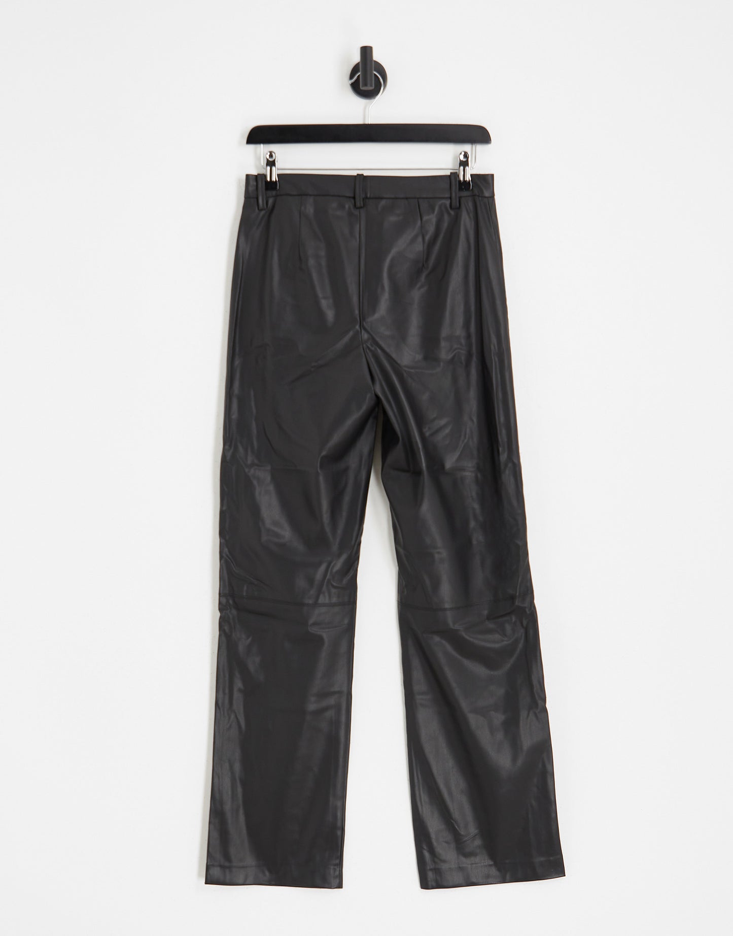 Vero Moda leather look high waisted straight leg trousers in black