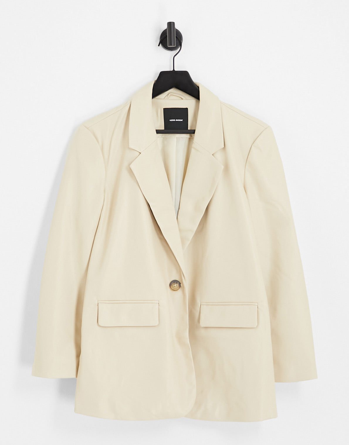 Vero Moda Tall tailored leather look suit blazer co-ord in cream