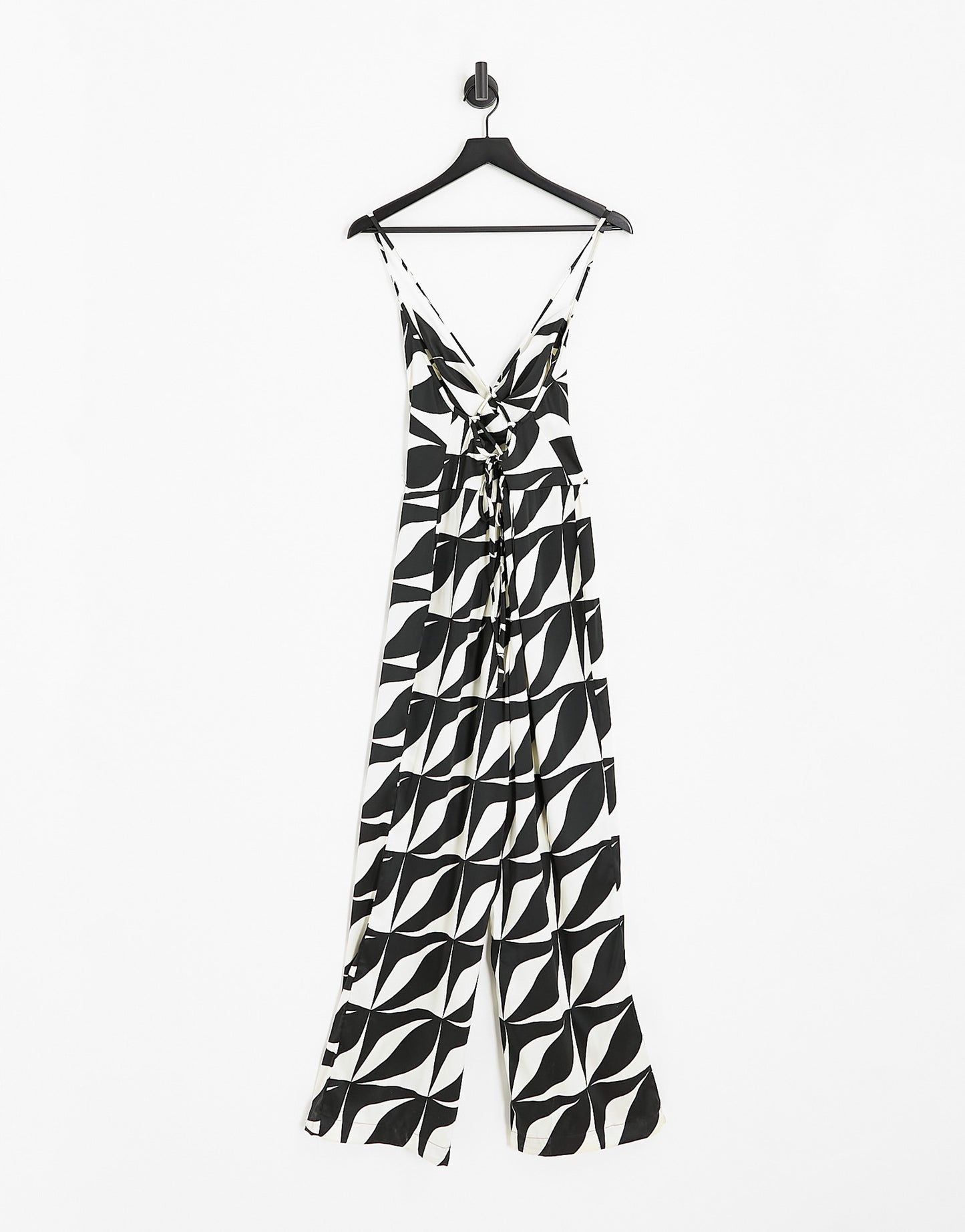 Vero Moda Petite satin jumpsuit with cross back in mono print