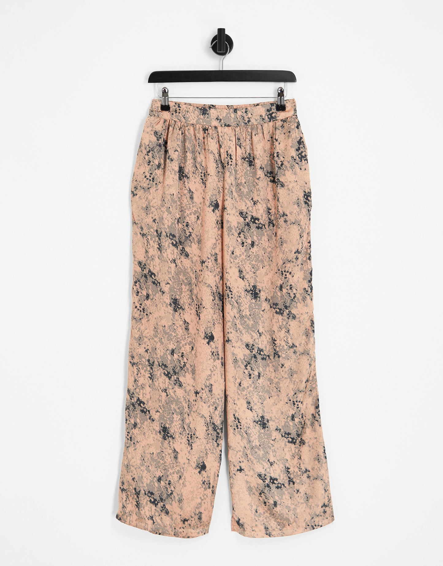 River Island co-ord printed wide leg trouser in pink satin