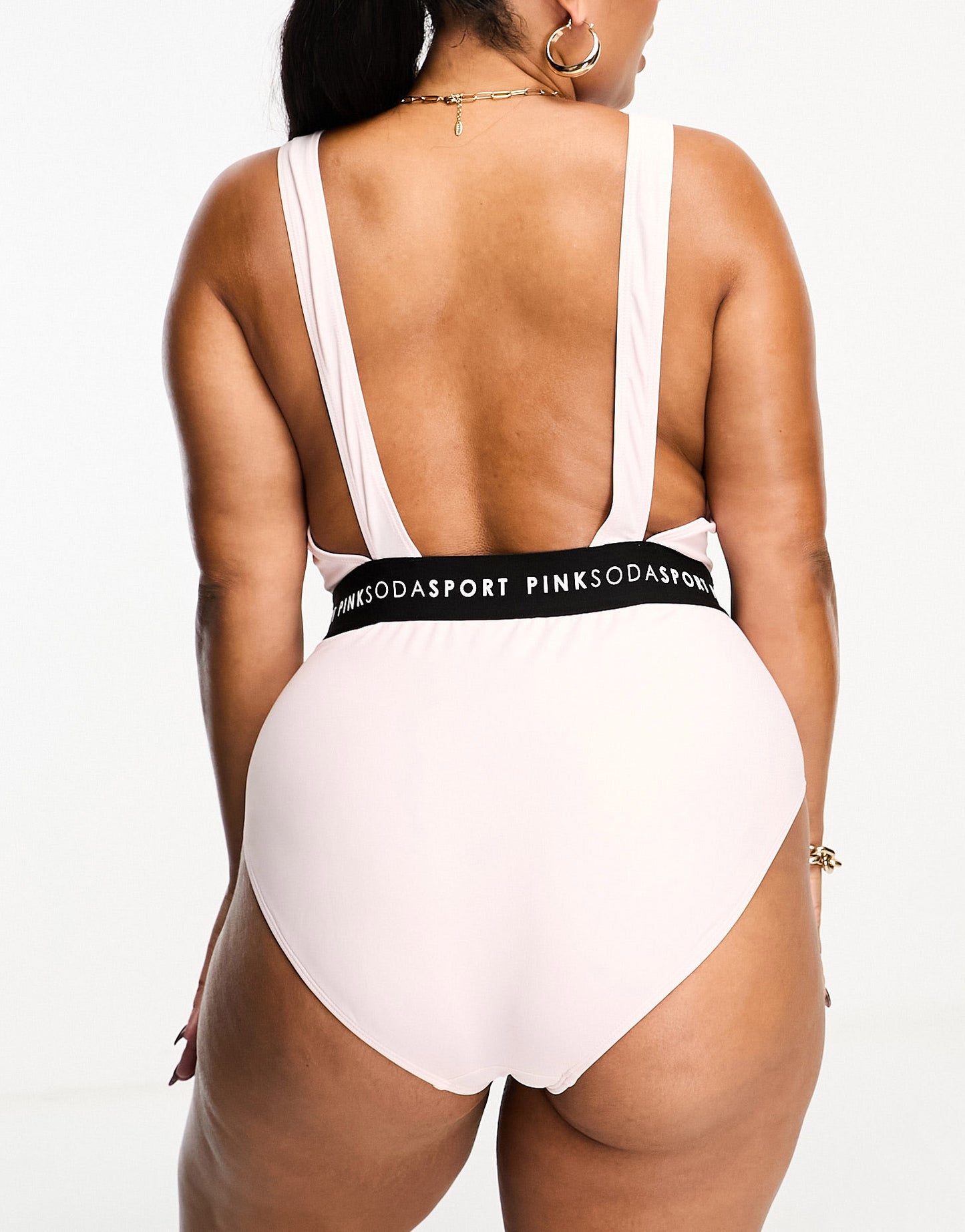 Pink Soda Sport Plus Opal polyester blend tape swimsuit in pink