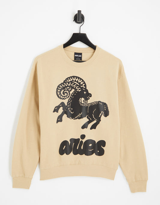 HNR LDN aries star sign sweatshirt in natural