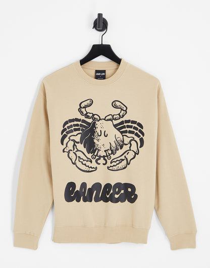 HNR LDN cancer star sign sweatshirt in natural