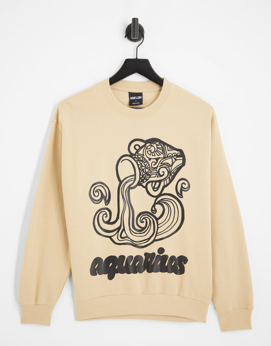 HNR LDN aquarius star sign sweatshirt in natural