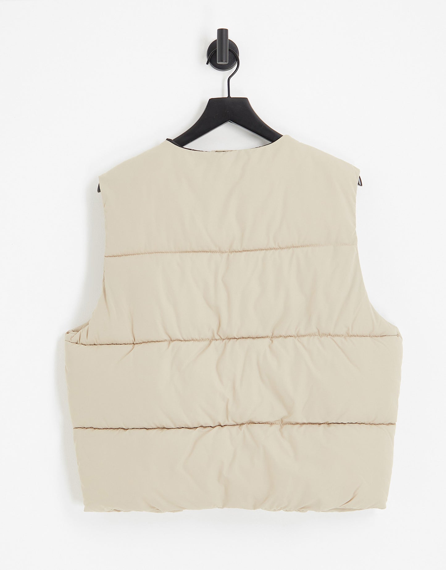 ADPT oversized cropped puffer gilet in beige