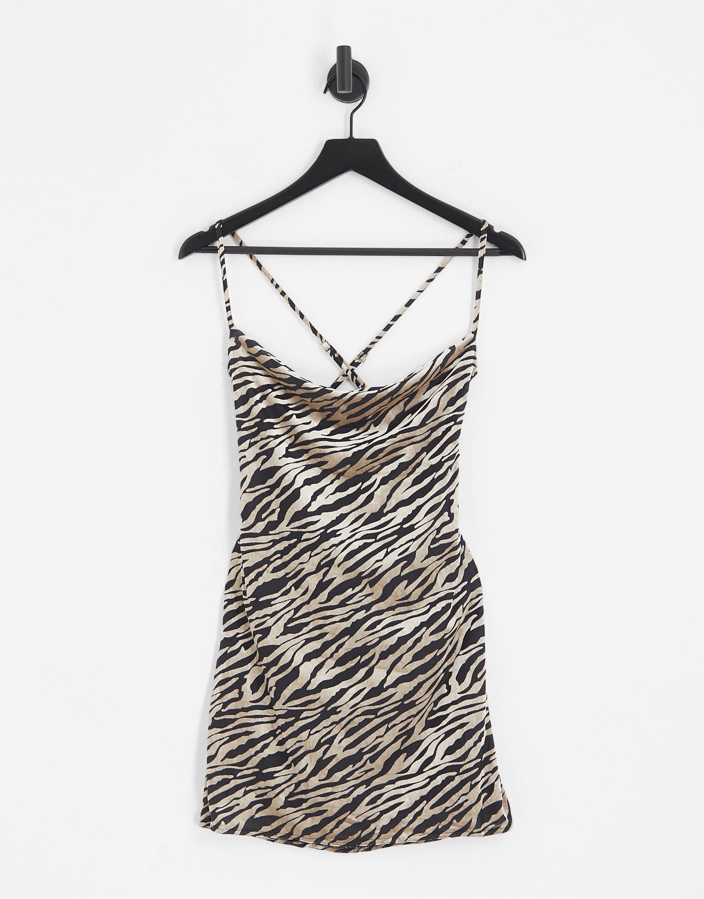 Kaiia velvet cowl front strappy mini dress in animal print