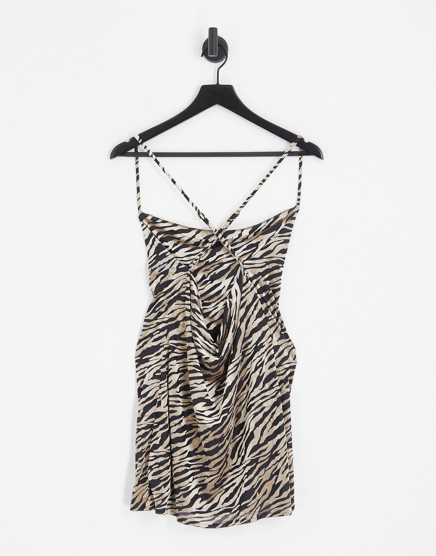 Kaiia velvet cowl front strappy mini dress in animal print