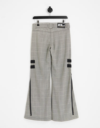 Minga London low rise plaid cargo trousers in grey