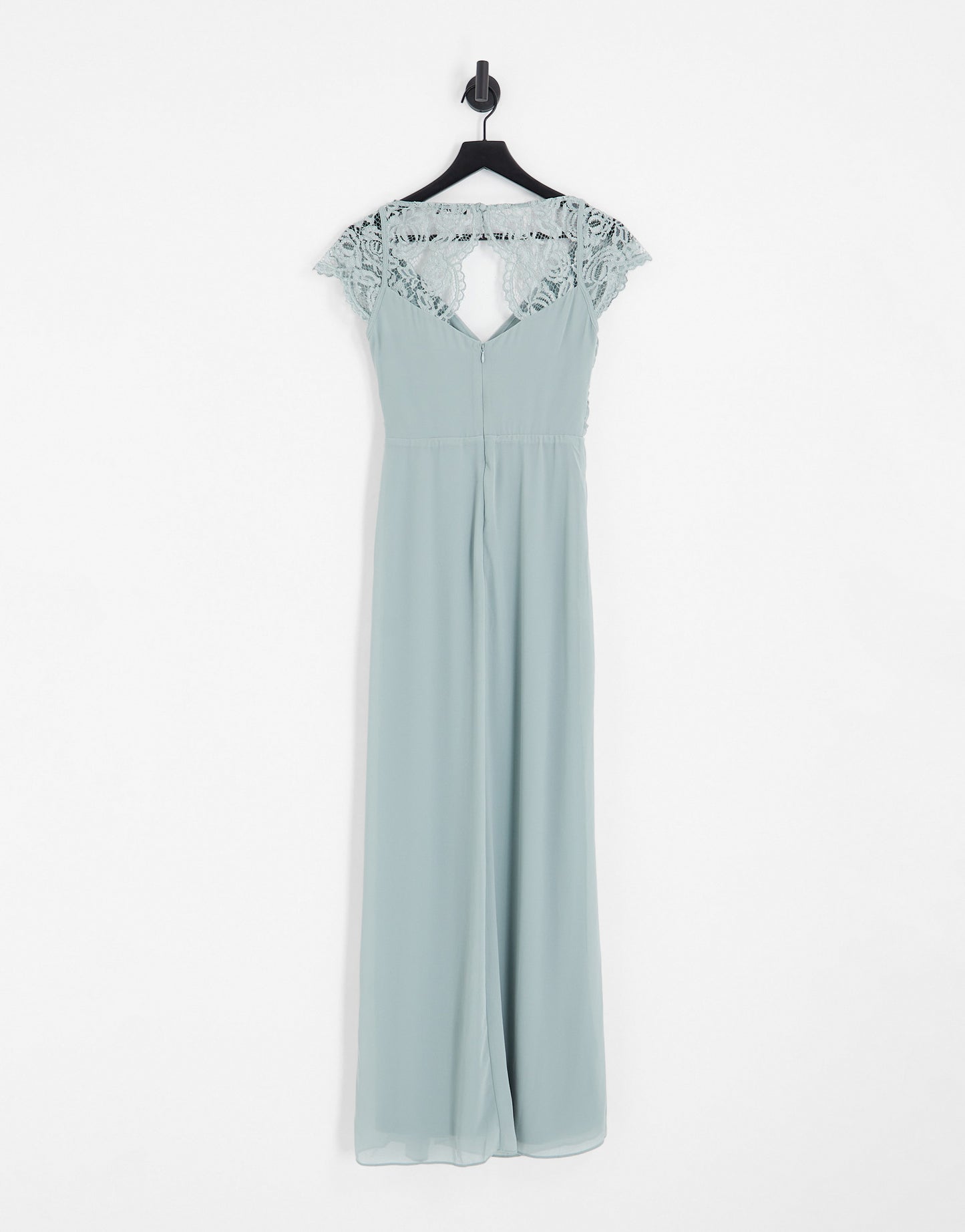 TFNC Bridesmaid lace back maxi dress in sage green