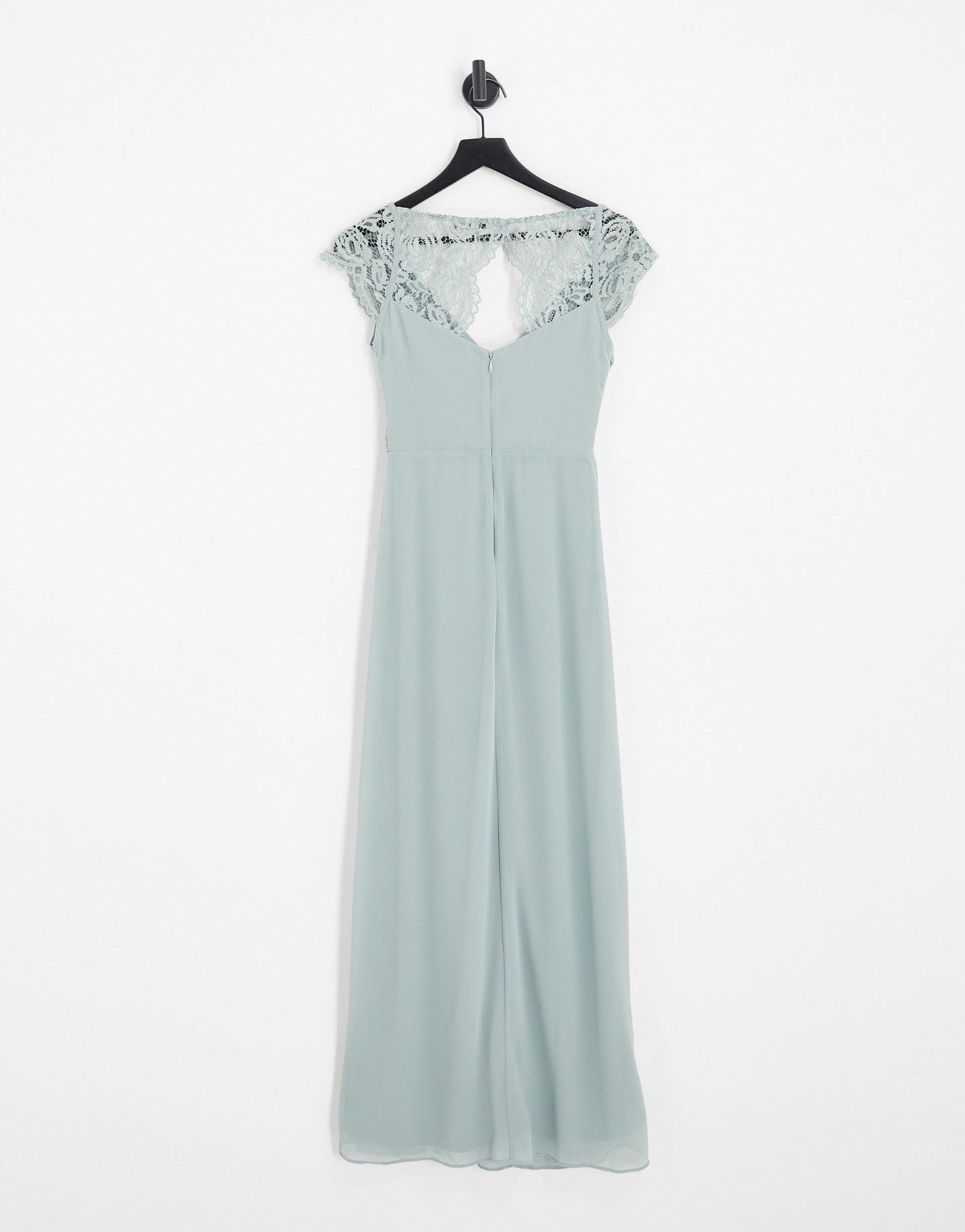 TFNC Petite Bridesmaid lace back maxi dress in sage green