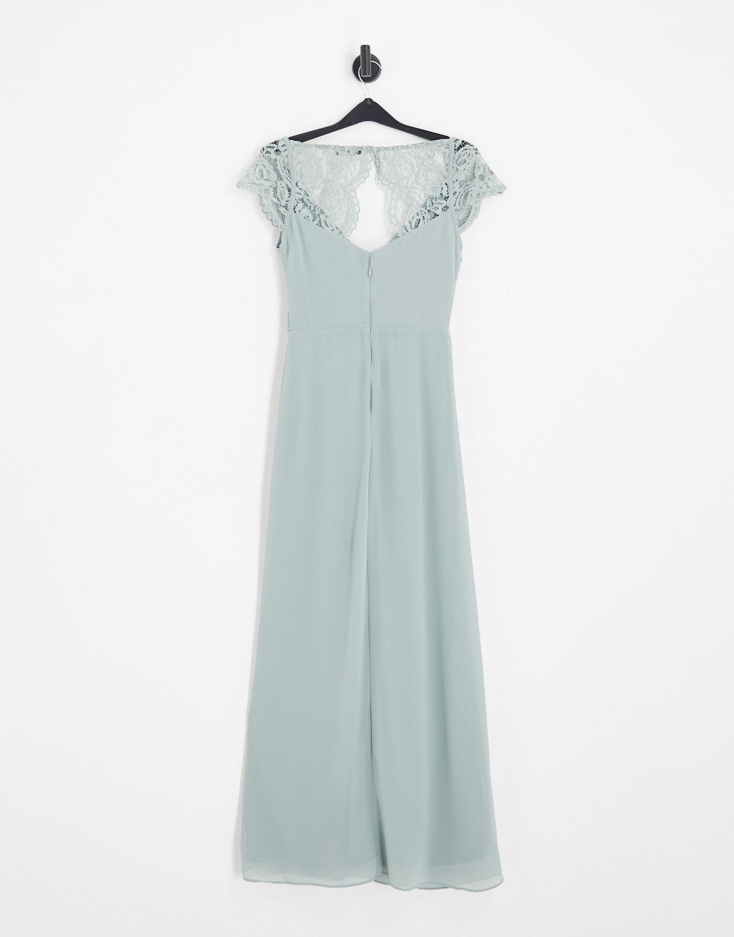 TFNC Petite Bridesmaid lace back maxi dress in sage green