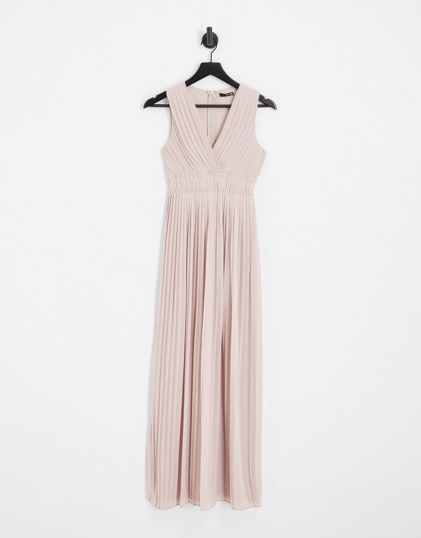 TFNC Petite Bridesmaid pleat waistband maxi dress in mink pink