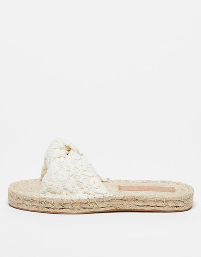 ASOS DESIGN Wide Fit Jade knotted espadrille mules in natural