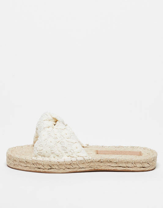 ASOS DESIGN Wide Fit Jade knotted espadrille mules in natural