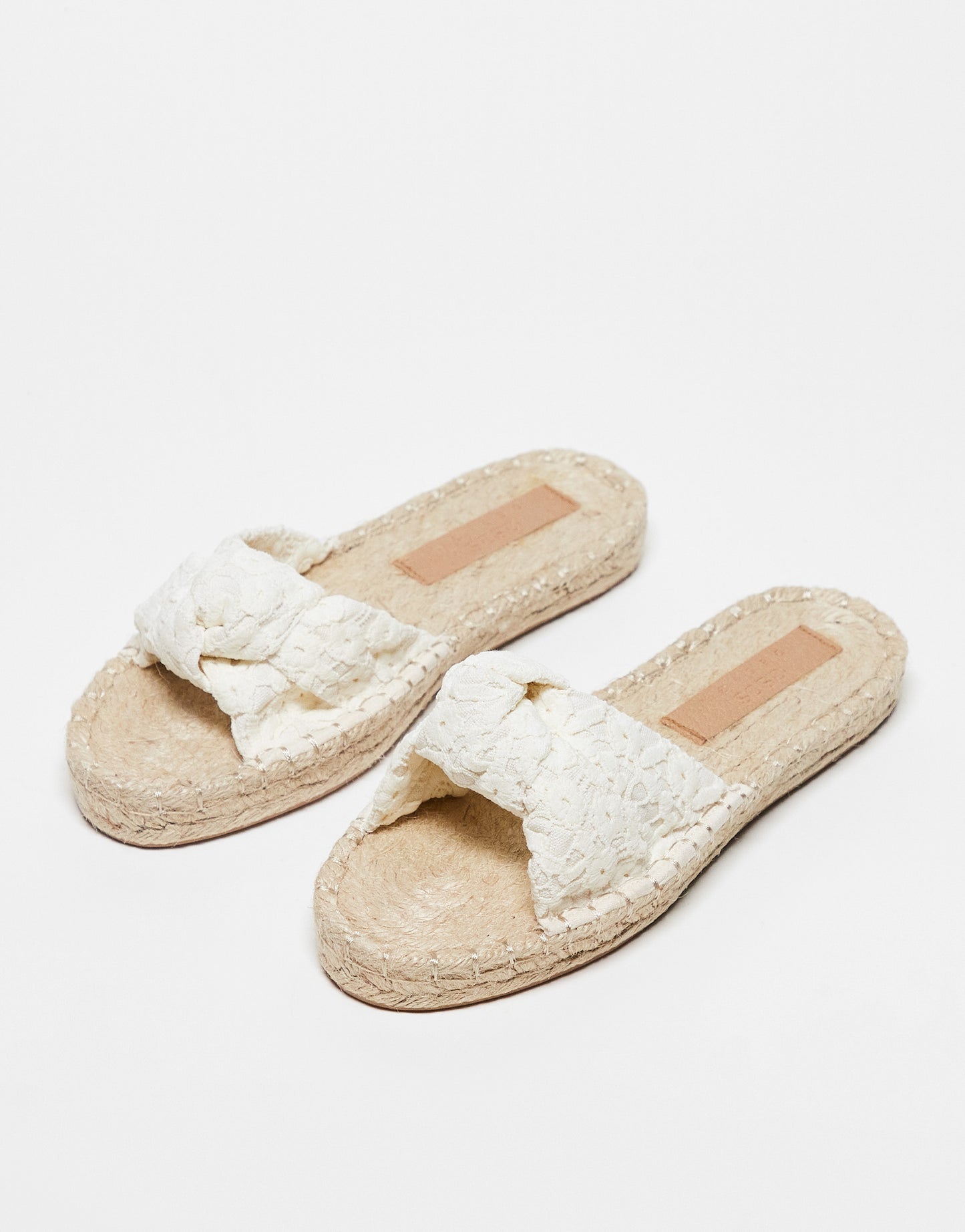 ASOS DESIGN Wide Fit Jade knotted espadrille mules in natural