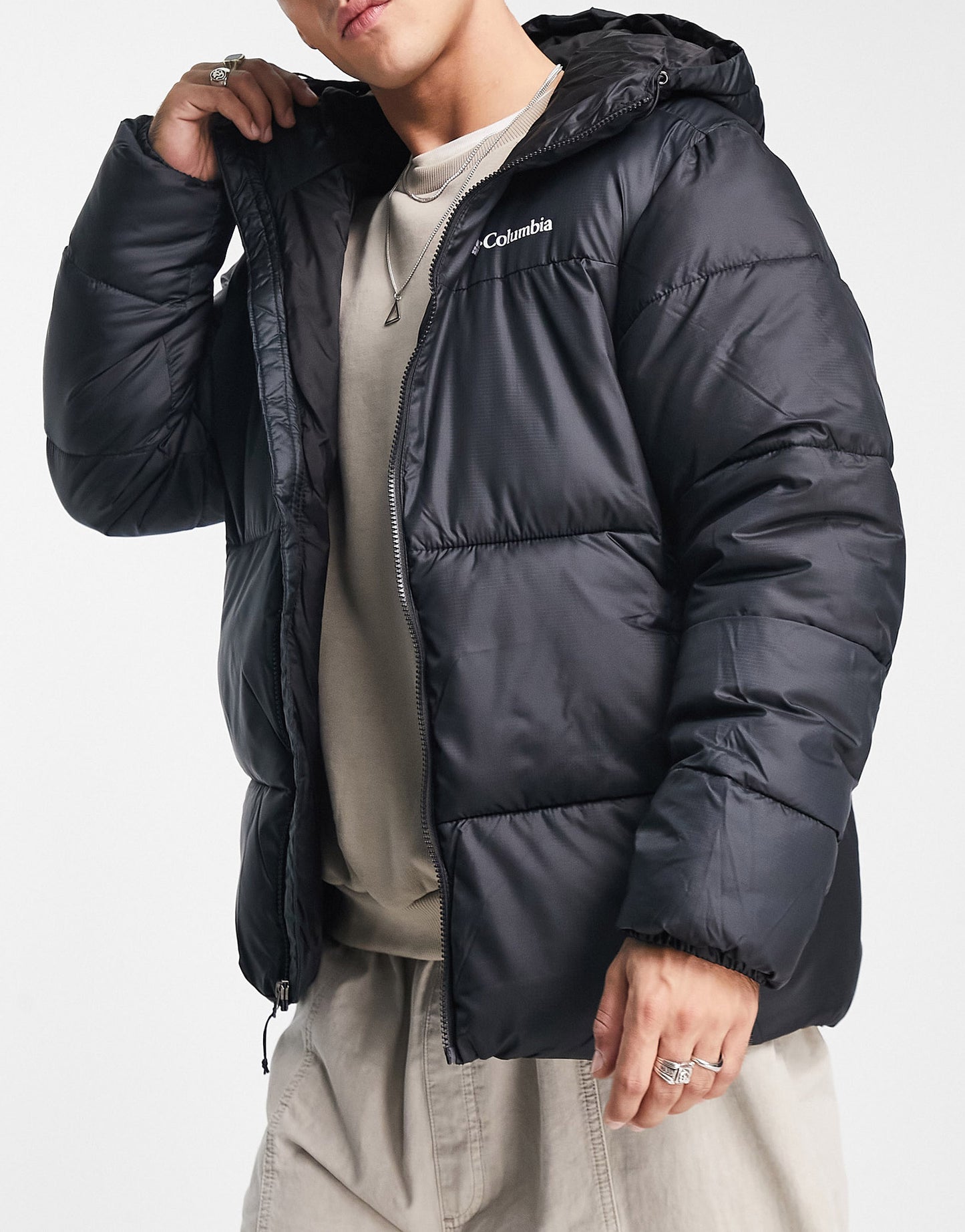 Columbia Puffect hooded puffer jacket in black