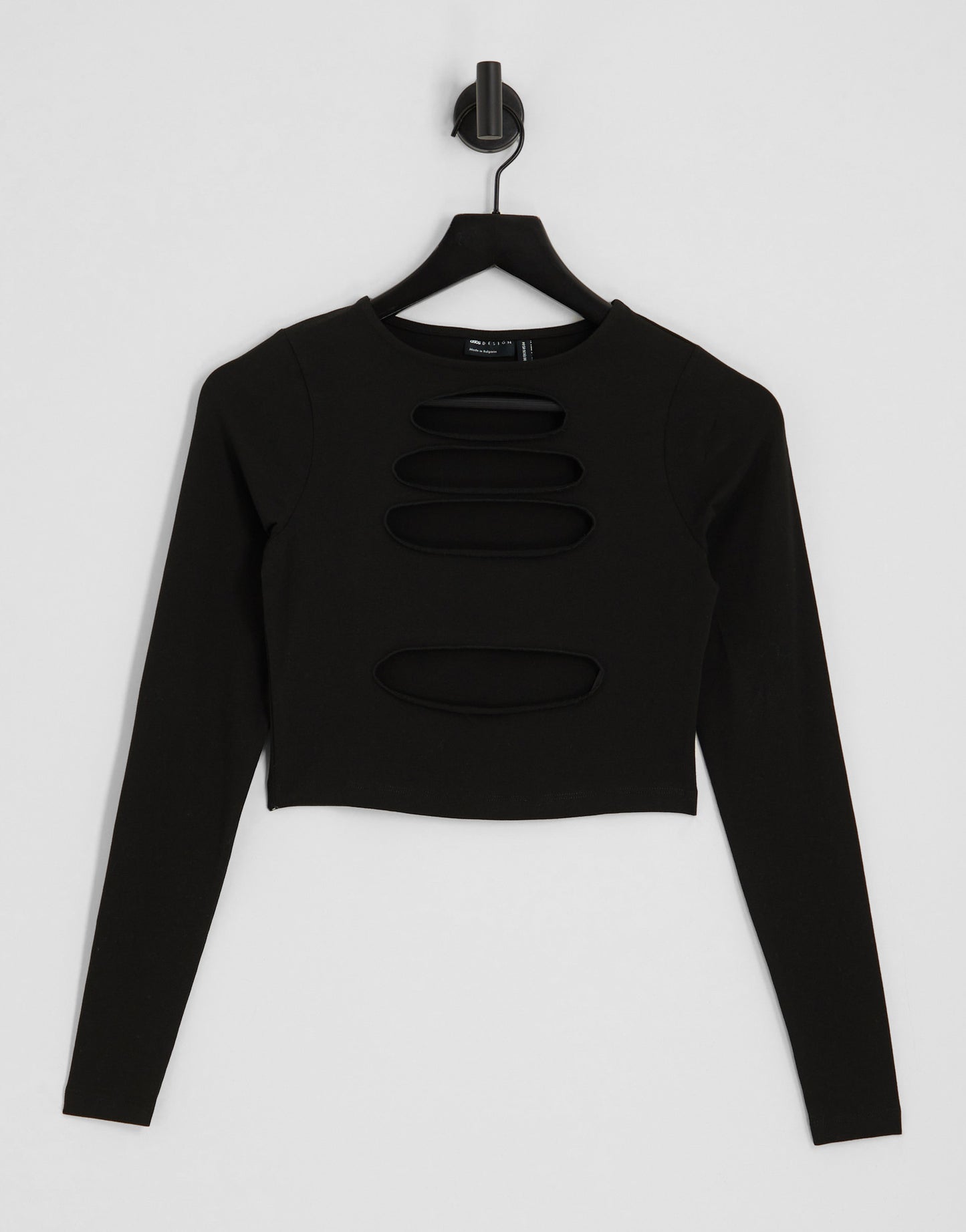 ASOS DESIGN slash long sleeve top in black