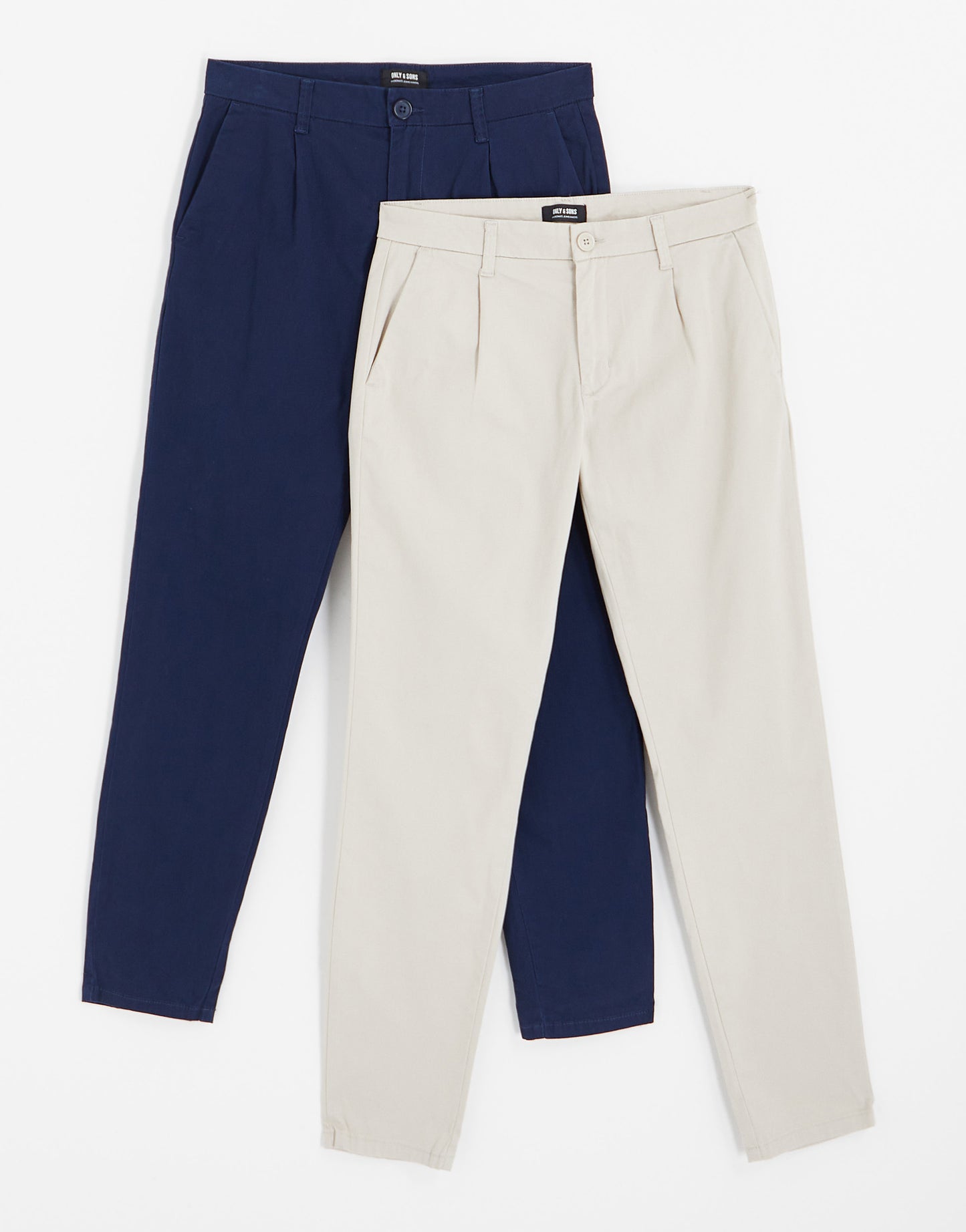 ONLY & SONS 2 pack chinos in navy & beige