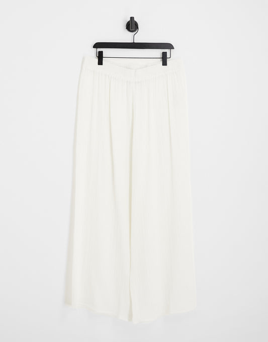 ASOS DESIGN Curve wide leg beach trouser co-ord in natural gauze