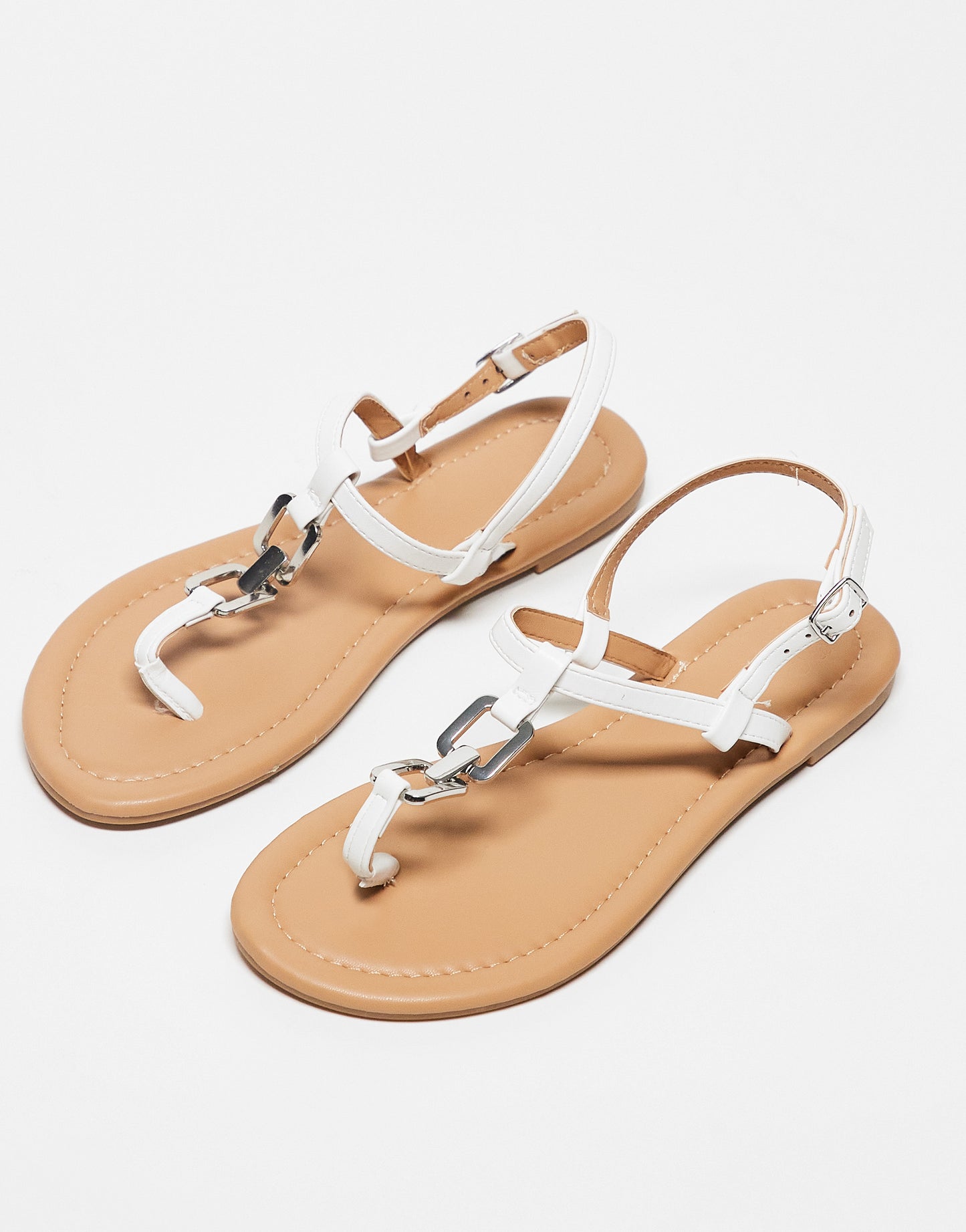 ASOS DESIGN Fortune hardware flat sandal in white