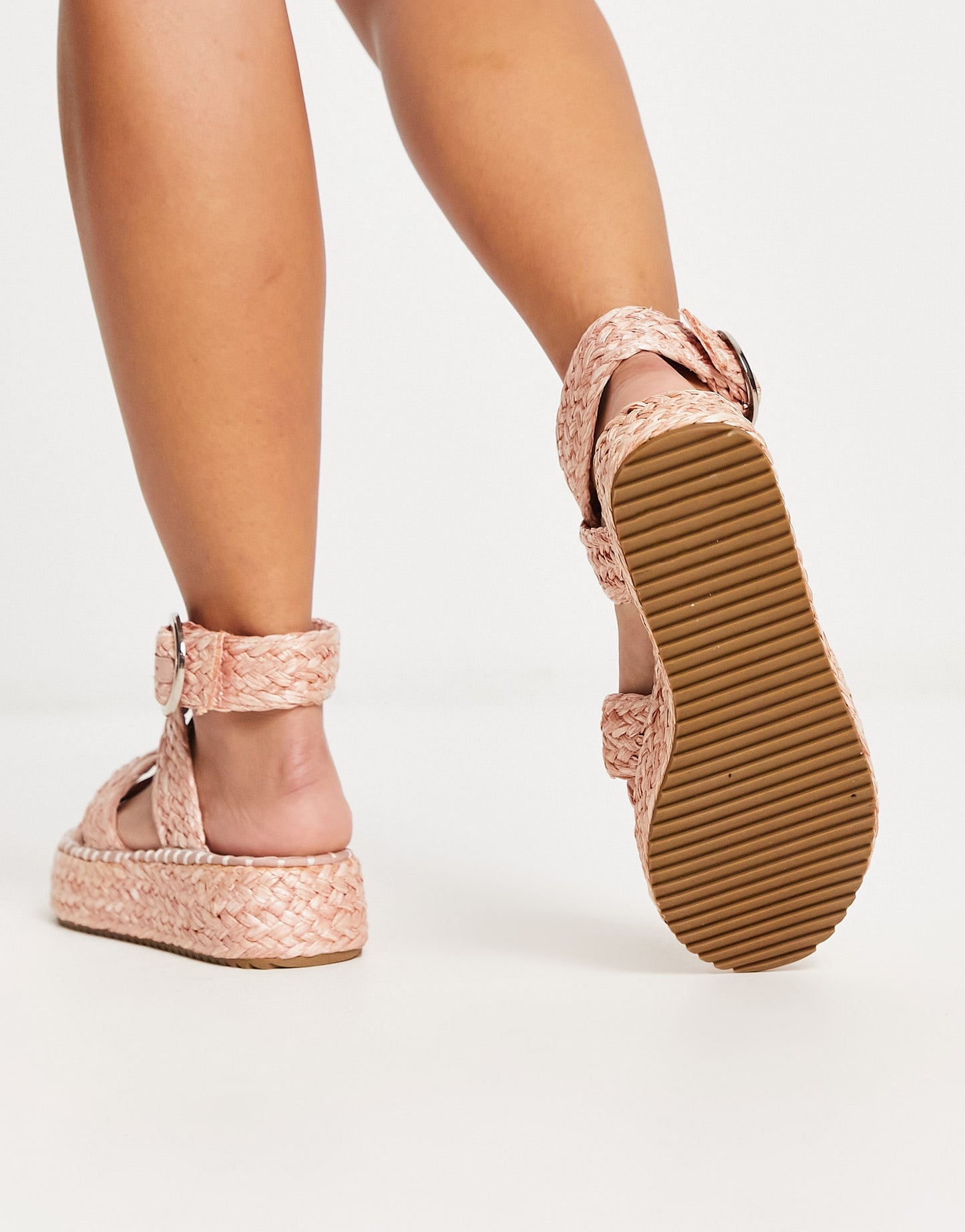 ASOS DESIGN Wide Fit Journey raffia espadrille in pink