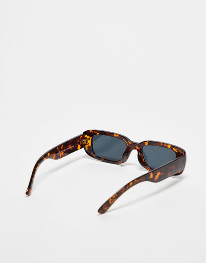 ASOS DESIGN chunky rectangle sunglasses with smoke lens in tortoiseshell