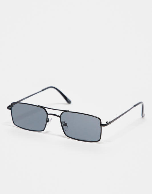 ASOS DESIGN slim square aviator sunglasses with smoke lens in black