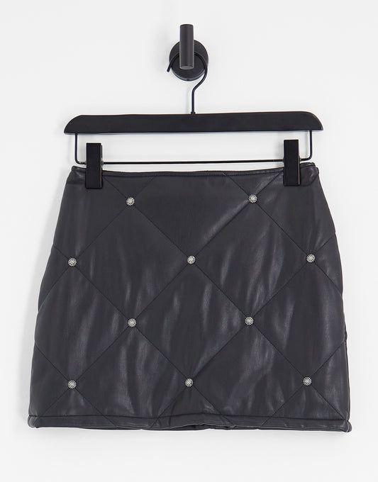 ASOS DESIGN faux leather mini skirt with studs in black