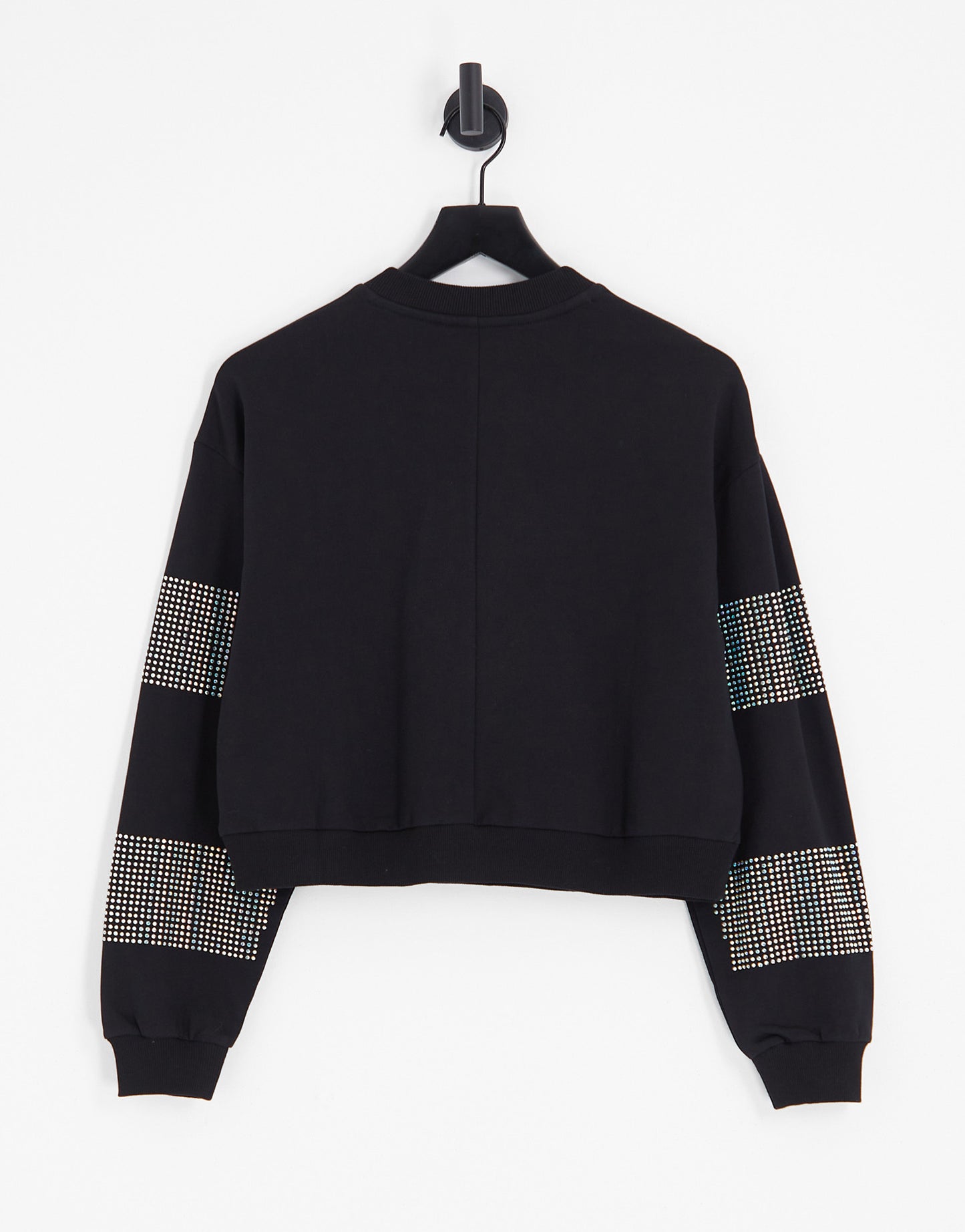 ASOS DESIGN sweatshirt with crystal hotfix stripes in black - BLACK