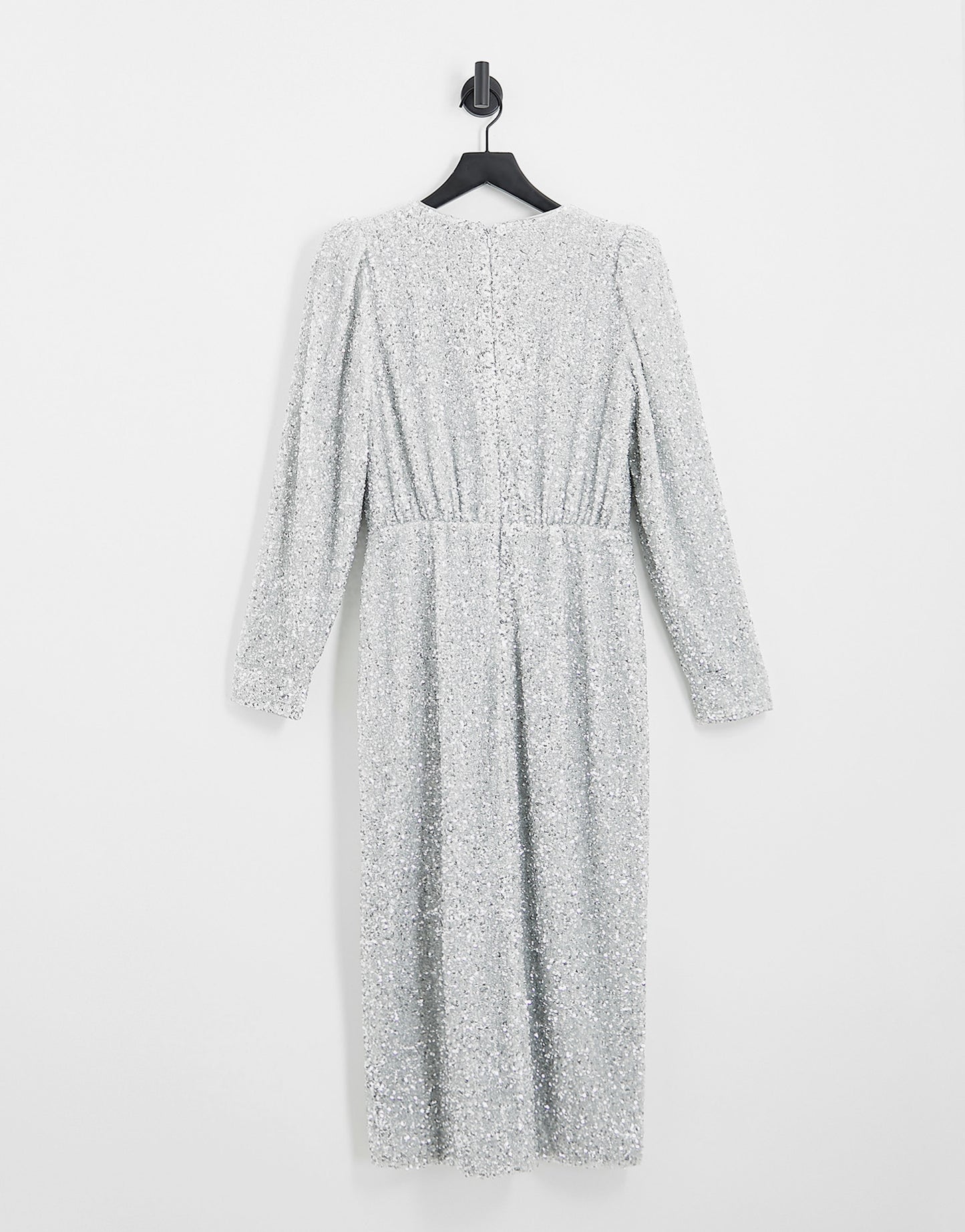 & Other Stories all over sequin wrap midi dress in silver