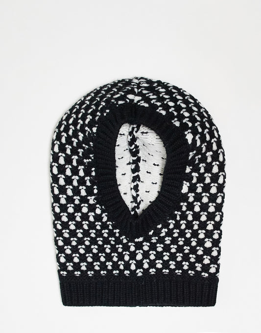 & Other Stories knitted balaclava hood in black and white