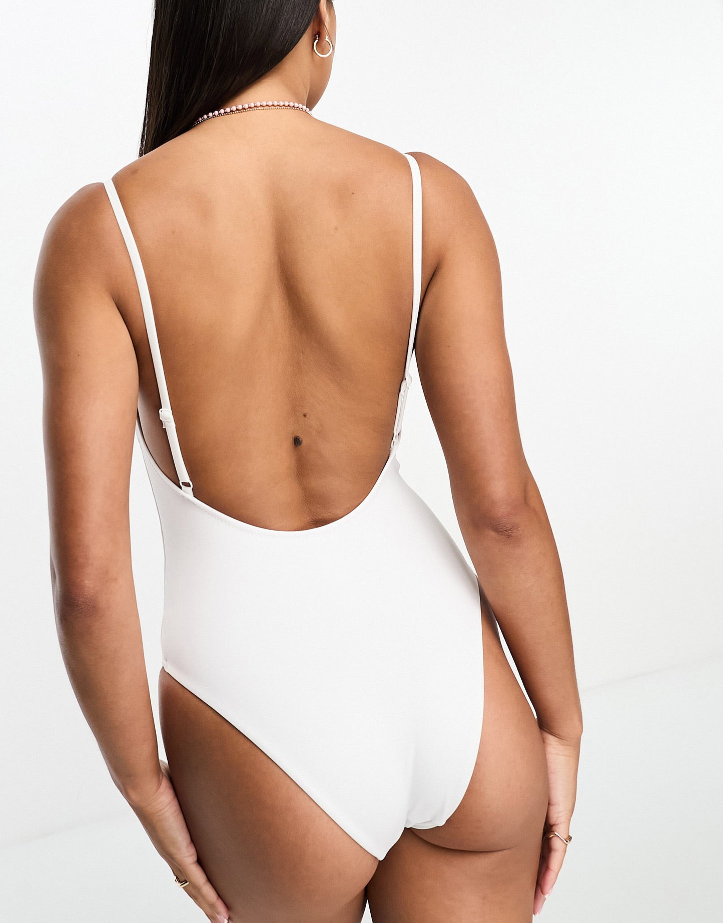 ASOS DESIGN wiggle front swimsuit in white