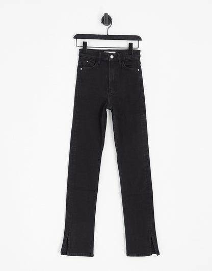 Bershka high waisted bootcut jeans in black