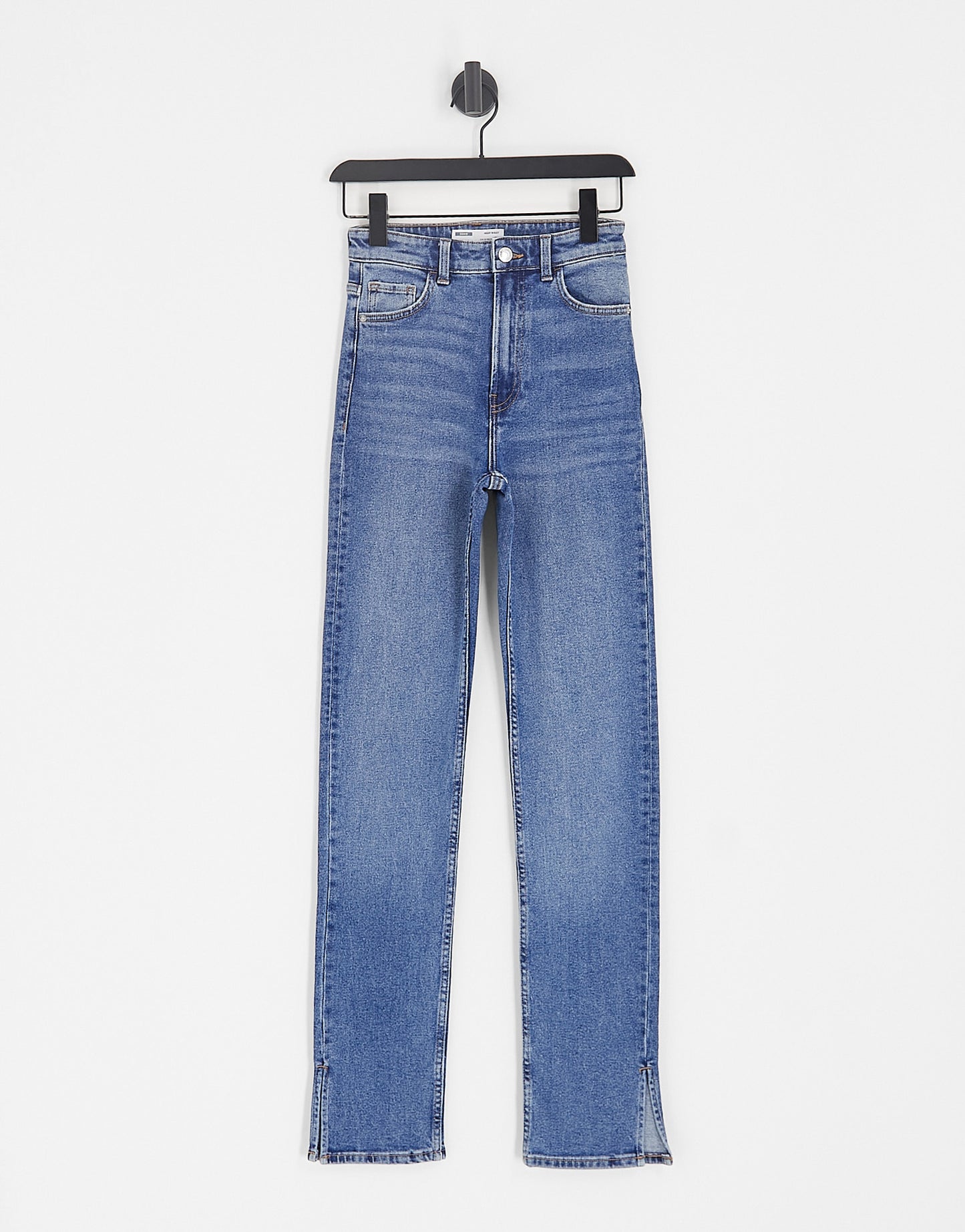 Bershka high waisted bootcut jeans in dark wash blue