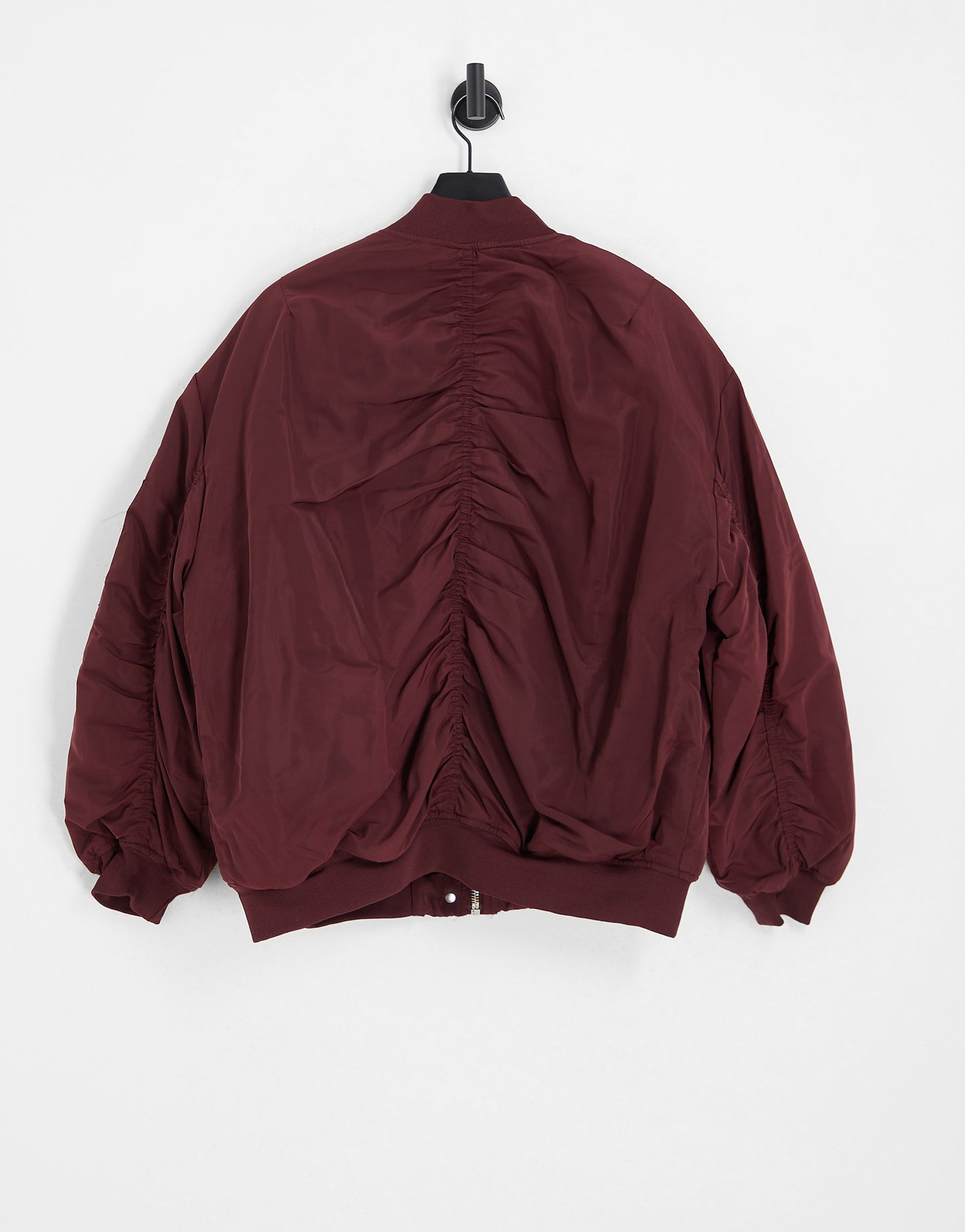 Bershka oversized jacket in burgundy