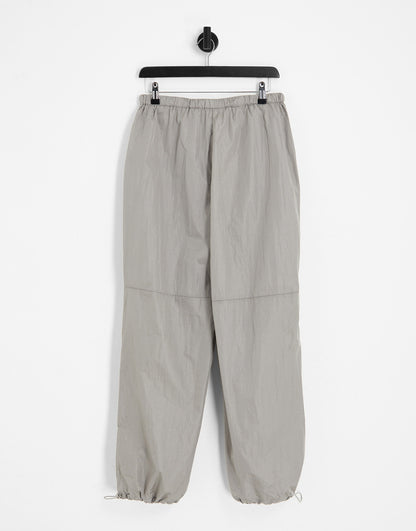 Daisy Street drawstring parachute trousers in silver grey