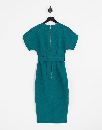 Closet London Petite kimono wrap dress in emerald