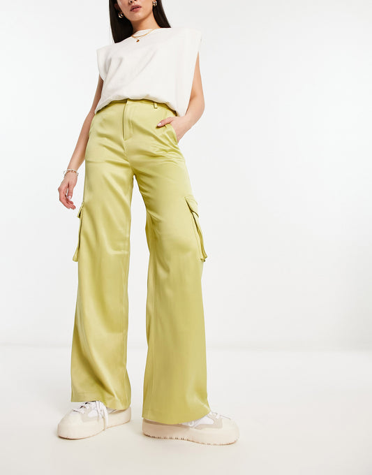 Urban Threads wide leg cargo trousers in sand