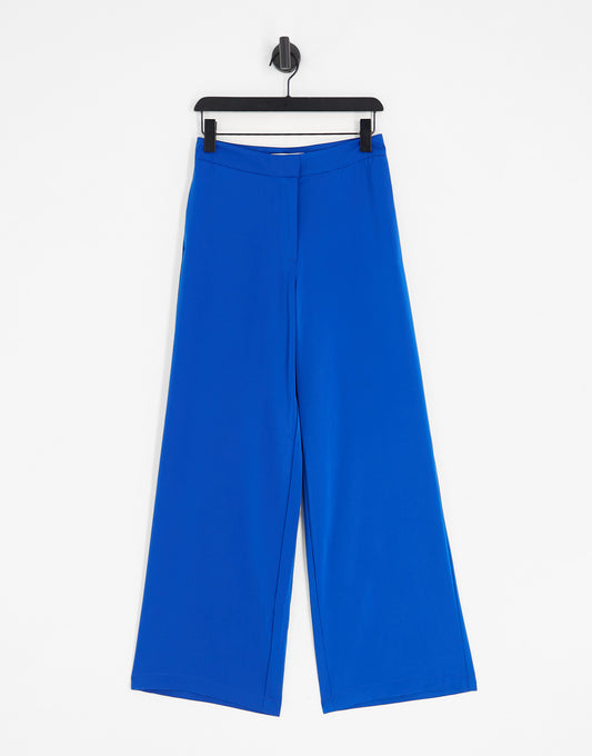 JDY high waisted wide leg tailored trousers in bright blue