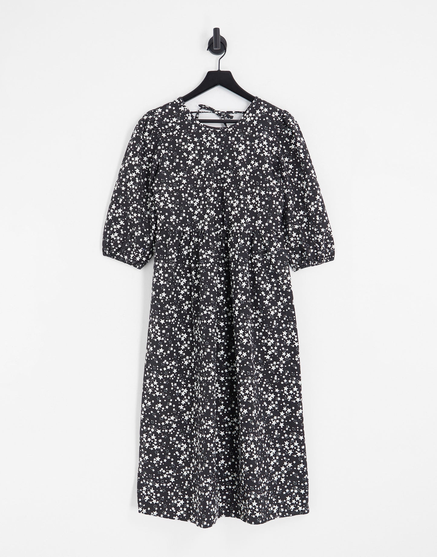 JDY exclusive smock midi dress in black & white star print