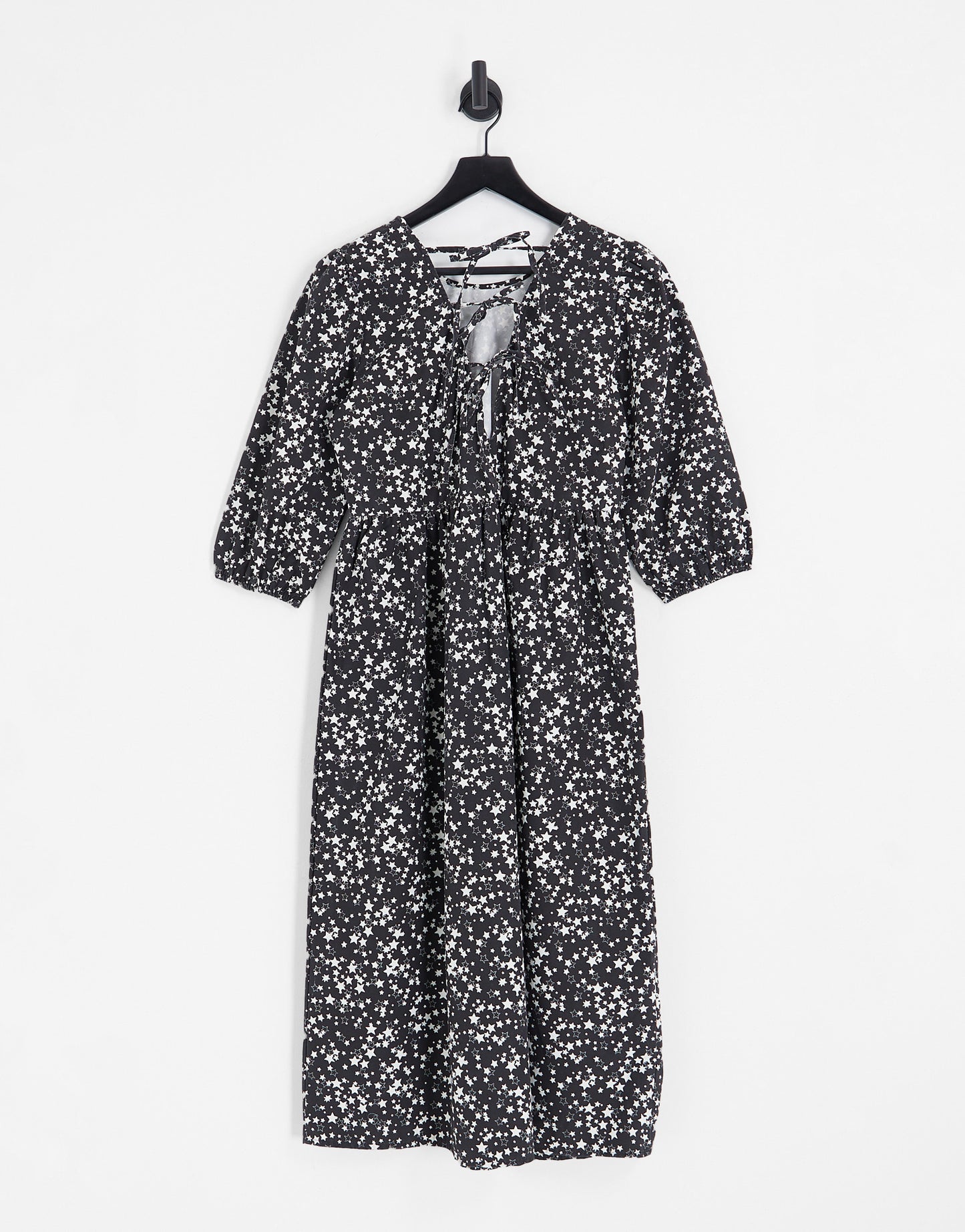 JDY exclusive smock midi dress in black & white star print