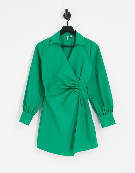 JDY ruched detail mini shirt dress in bright green