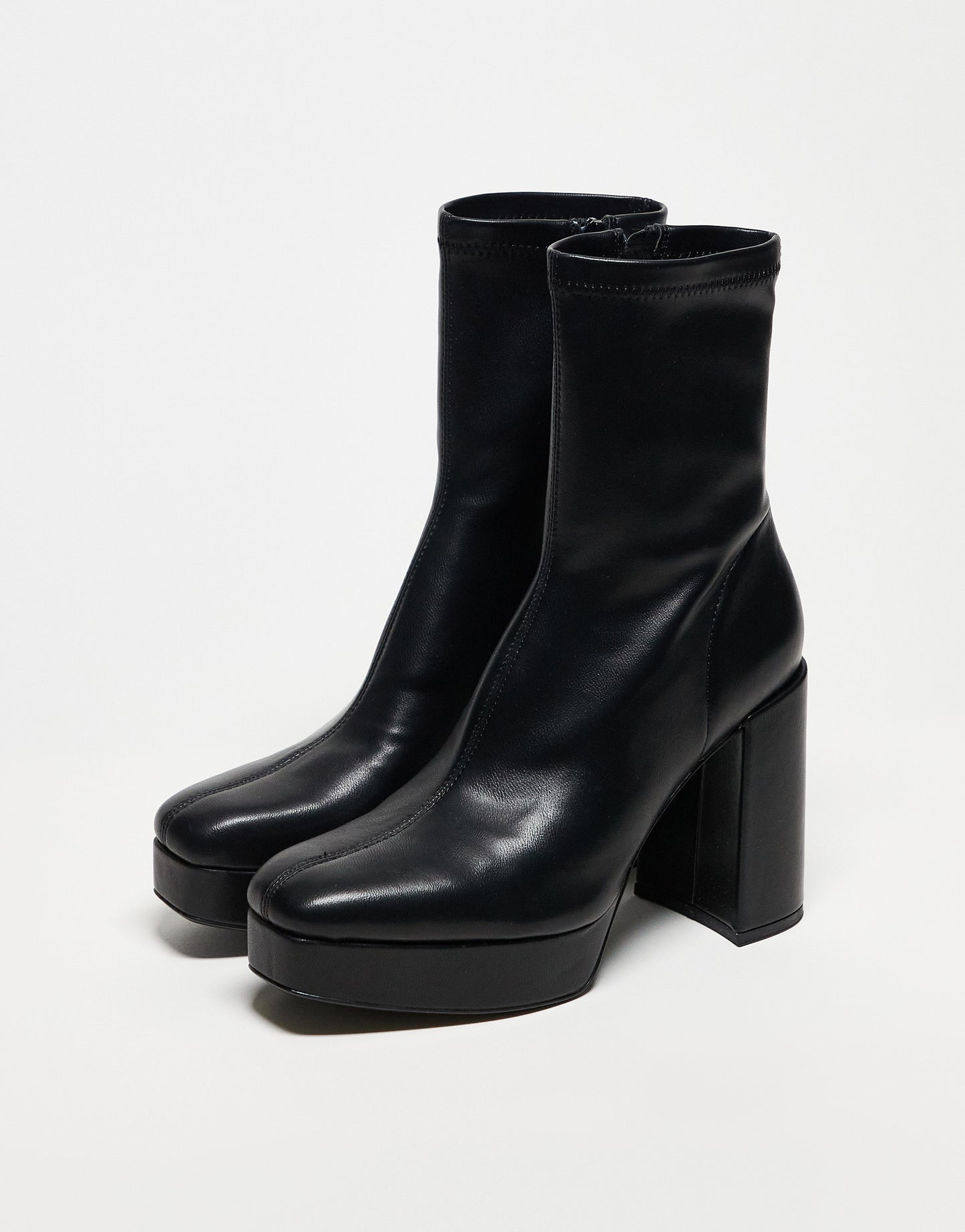 Stradivarius platform heeled boot in black