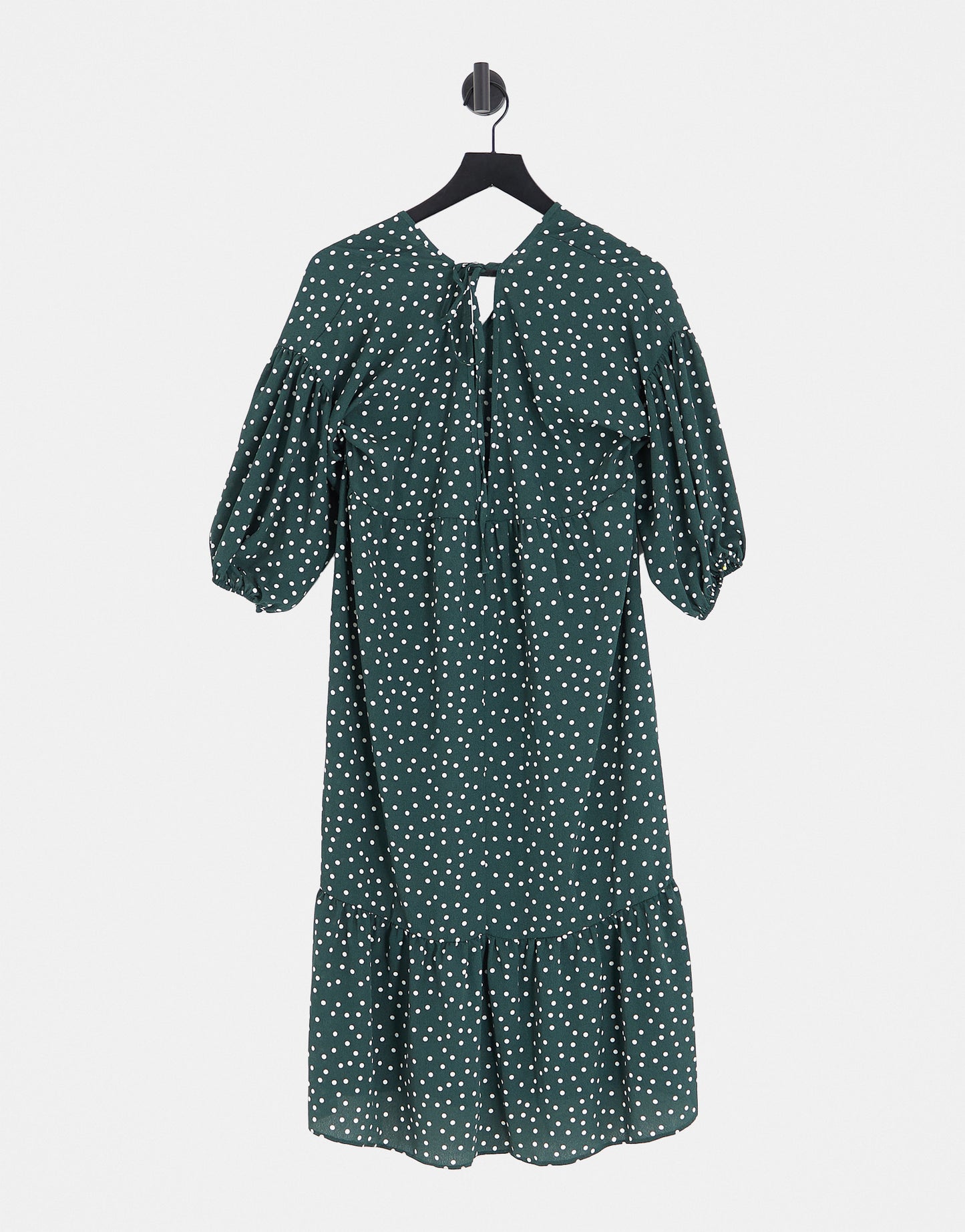 ASOS DESIGN Petite chuck on smock midi dress in bottle green spot