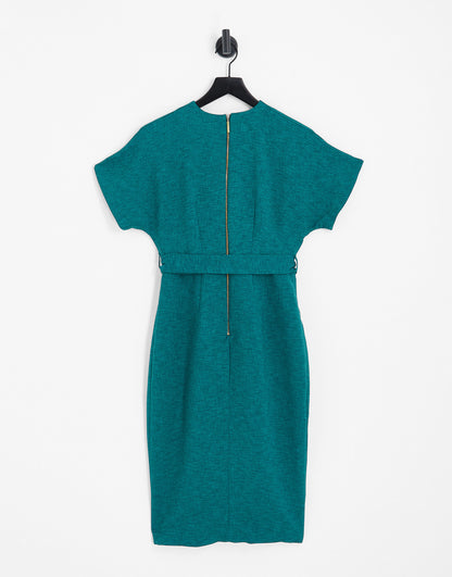 Closet London Maternity ribbed pencil midi dress in emerald