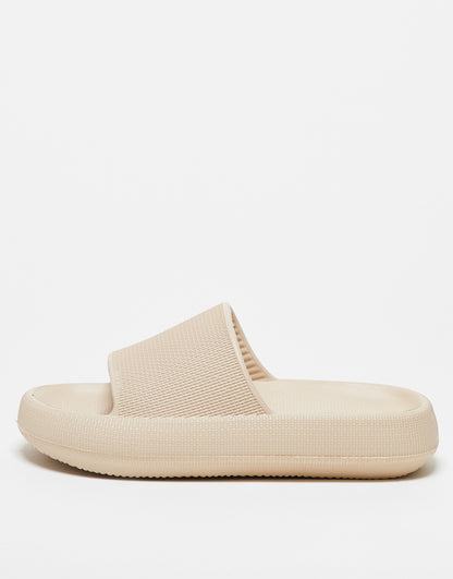 Truffle Collection chunky pool slide in bone