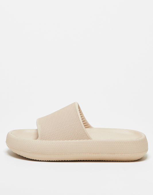 Truffle Collection chunky pool slide in bone