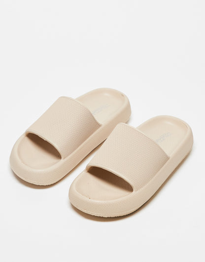 Truffle Collection chunky pool slide in bone