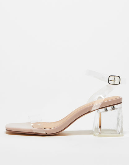 Truffle Collection clear heeled sandals in beige