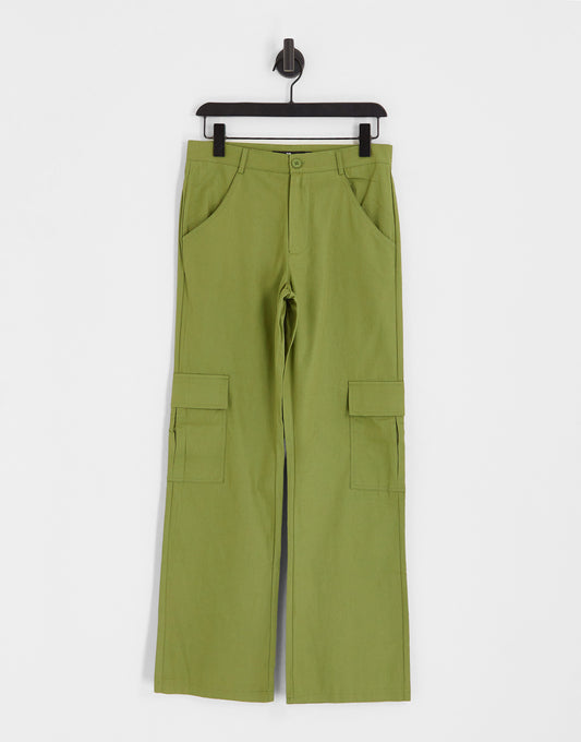 Heartbreak wide leg cargo trousers in khaki